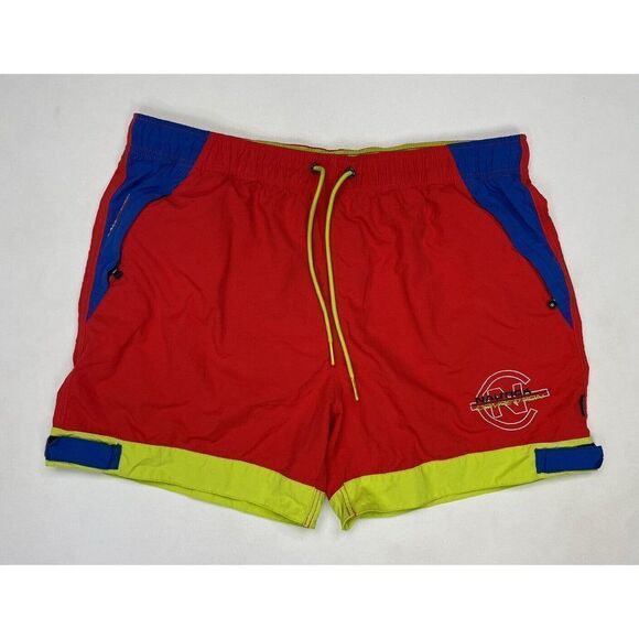 Nautica Competition Swim Board Shorts Trunks Men XL Red Colorblock - Picture 1 of 6